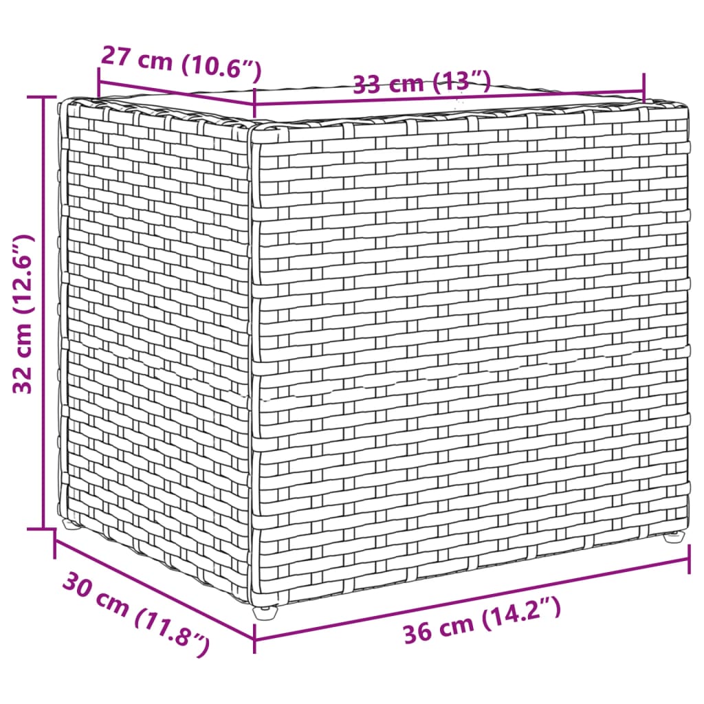 Pflanzkübel Braun 36x30x32 cm Poly Rattan
