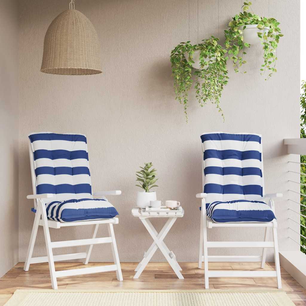 Niedriglehner-Auflagen 2 Stk. Blau Weiß Gestreift Oxford-Gewebe