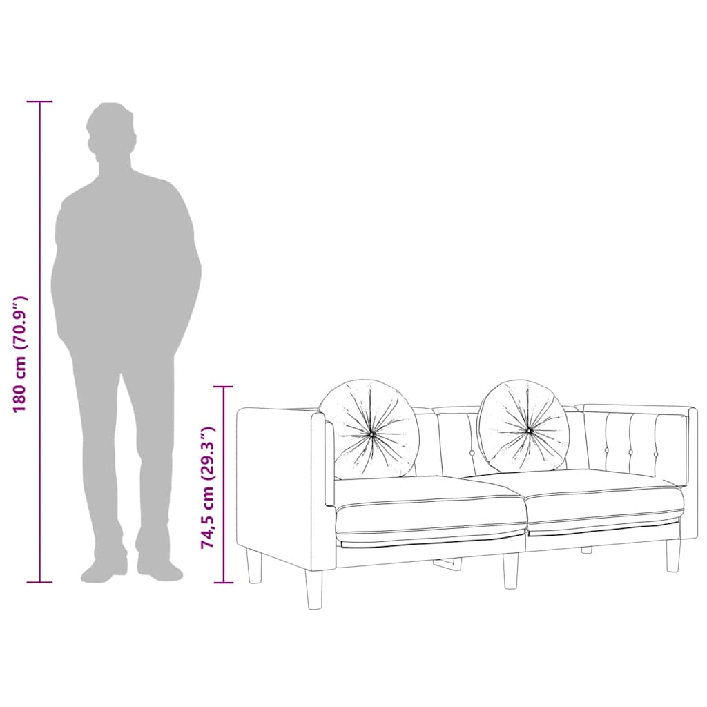 Sofa mit Kissen 2-Sitzer Weinrot Samt