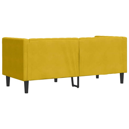 Chesterfield-Sofa mit Nackenrollen 2-Sitzer Gelb Samt