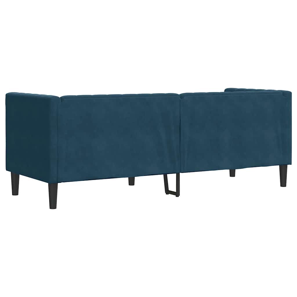 Chesterfield-Sofa mit Nackenrollen 3-Sitzer Blau Samt