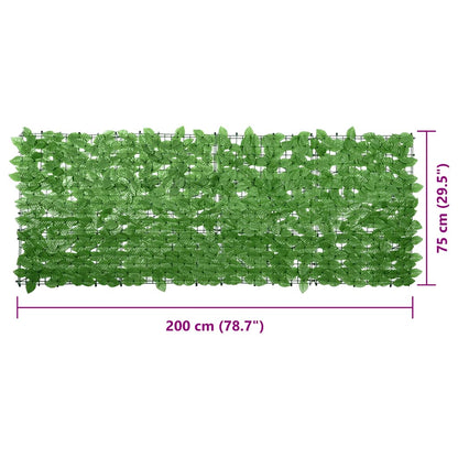 Balkon-Sichtschutz mit Grünen Blättern 200x75 cm