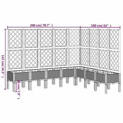 Pflanzkübel mit Rankgitter Blaugrau 200x160x142 cm PP