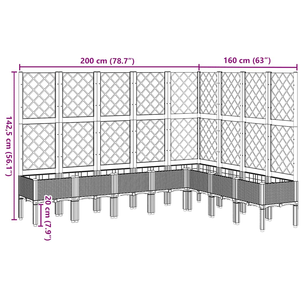 Pflanzkübel mit Rankgitter Braun 200x160x142 cm PP