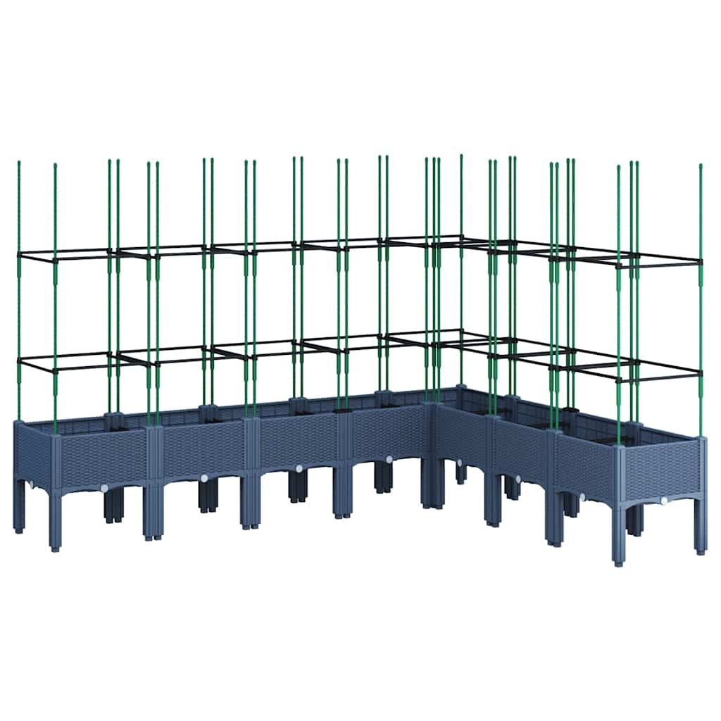 Pflanzkübel mit Rankgitter Blaugrau 200x160x142,5 cm PP