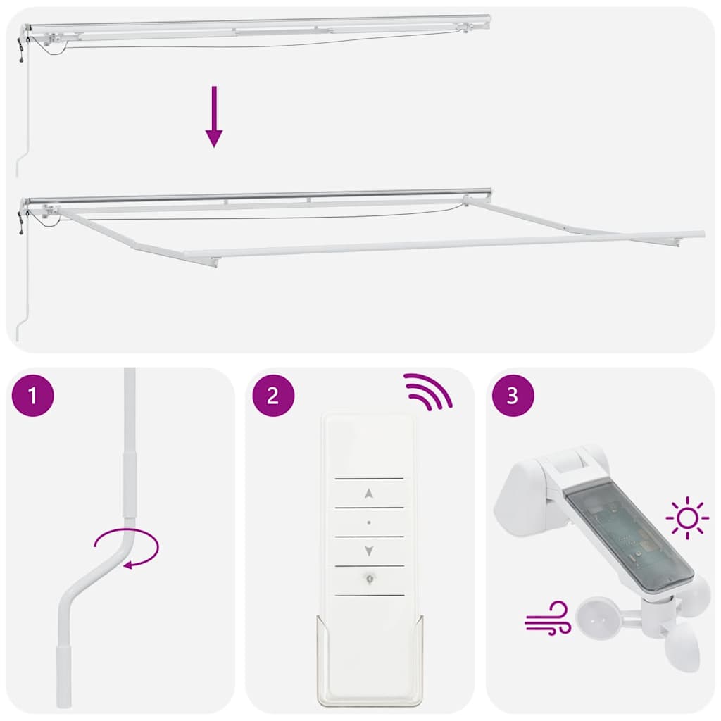 Markise Automatisch mit LED Anthrazit & Weiß 400x300 cm