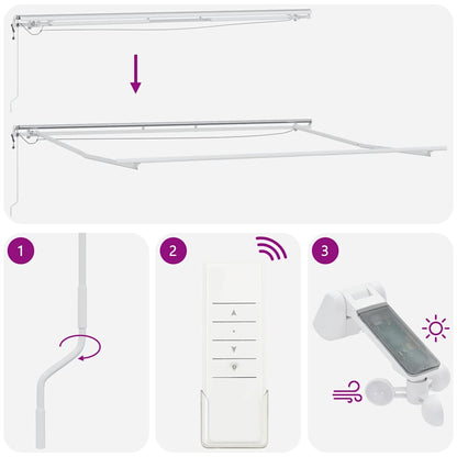 Markise Automatisch mit LED Anthrazit & Weiß 400x300 cm