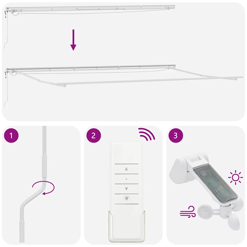 Markise Automatisch mit LED Anthrazit & Weiß 600x300 cm