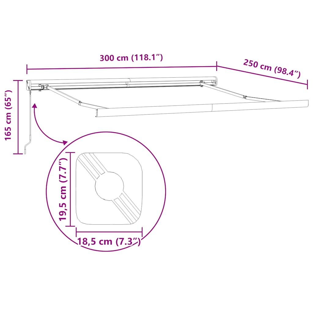 Markise Einziehbar Anthrazit und Weiß 3x2,5 m Stoff & Aluminium