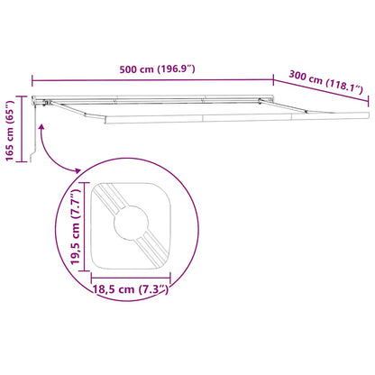 Markise Einziehbar Anthrazit und Weiß 5x3 m Stoff und Aluminium