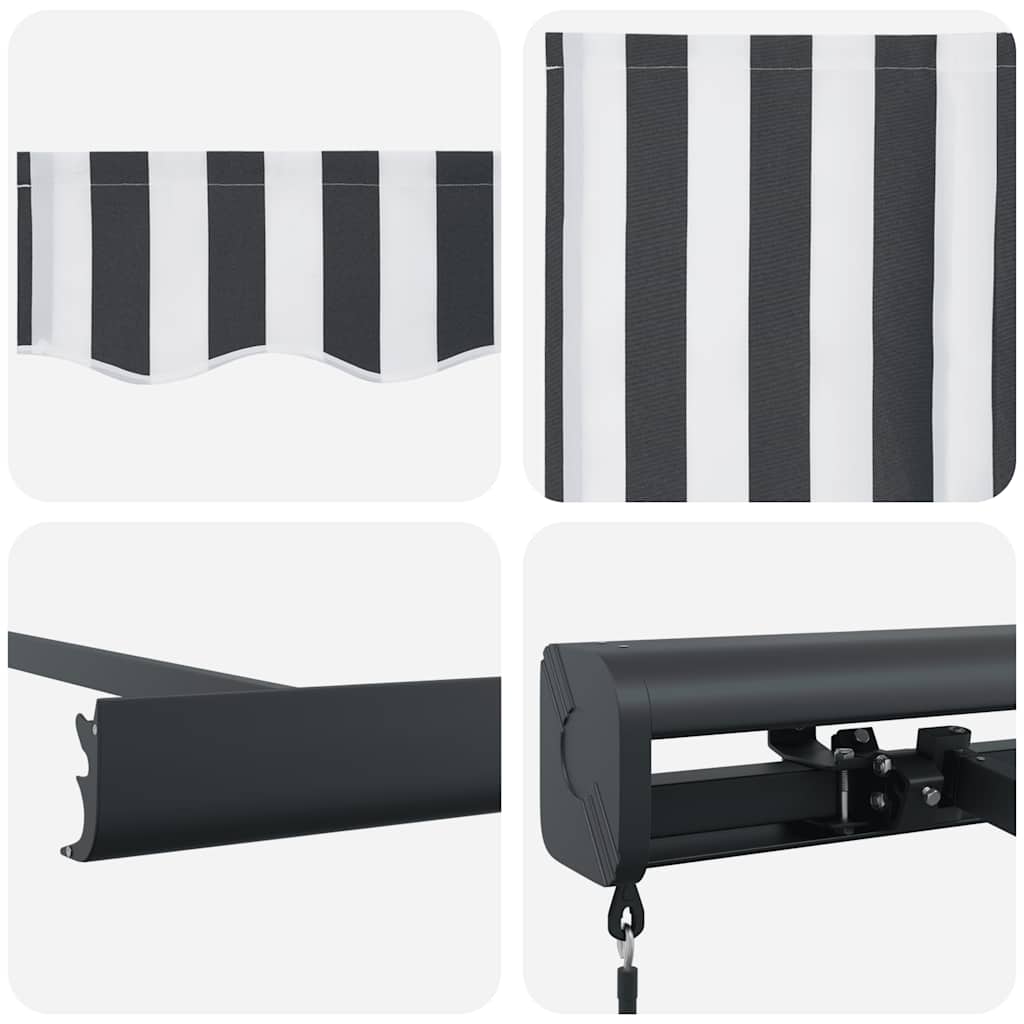 Markise Einziehbar Anthrazit und Weiß 4x3 m Stoff und Aluminium