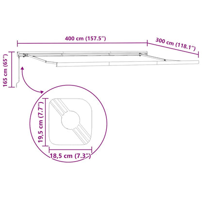 Markise Einziehbar Anthrazit und Weiß 4x3 m Stoff und Aluminium