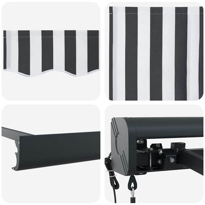 Markise Einziehbar Anthrazit und Weiß 4x3 m Stoff und Aluminium