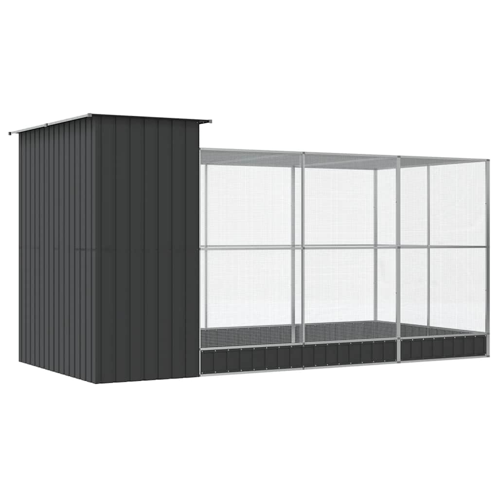 Voliere mit Erweiterung Silber 416 x 203 x 216 cm Stahl