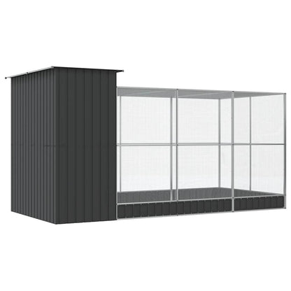 Voliere mit Erweiterung Silber 416 x 203 x 216 cm Stahl