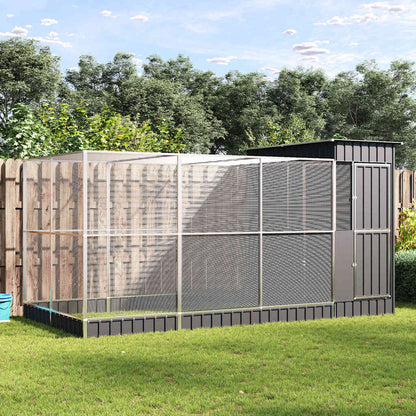 Voliere mit Erweiterung Silber 416 x 203 x 216 cm Stahl