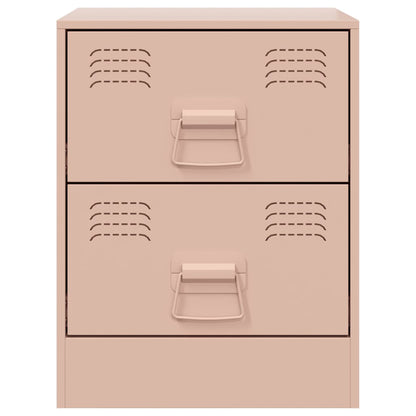 Nachttische 2 Stk. Rosa 34,5x39x44 cm Stahl