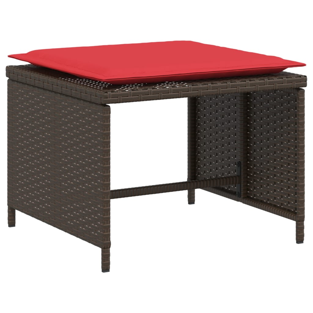 Gartenstuhl mit Fußhocker Braun Poly Rattan