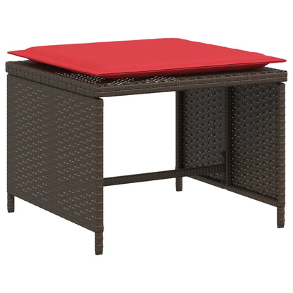 Gartenstuhl mit Fußhocker Braun Poly Rattan