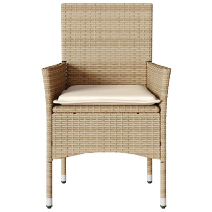 Gartenstühle mit Kissen 2 Stk. Beige Poly Rattan