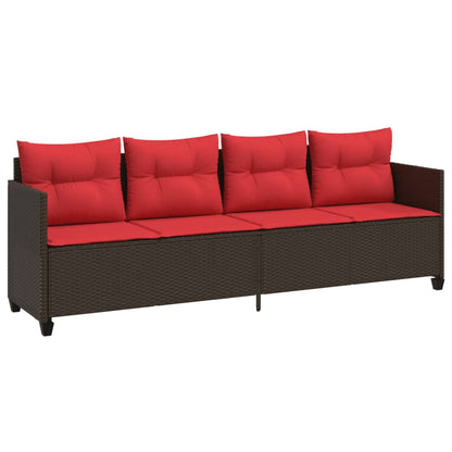 Sonnenliege mit Kissen Braun Poly Rattan