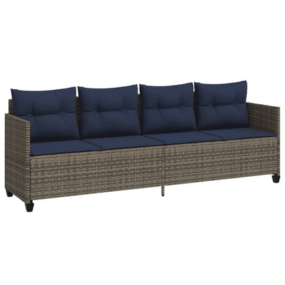 Sonnenliege mit Kissen Grau Poly Rattan