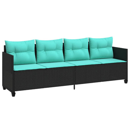 Sonnenliege mit Kissen Schwarz Poly Rattan