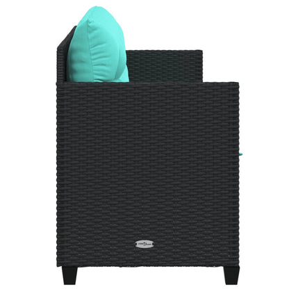 Sonnenliege mit Kissen Schwarz Poly Rattan