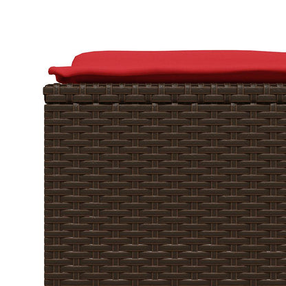 Gartenhocker mit Kissen 4 Stk. Braun Poly Rattan