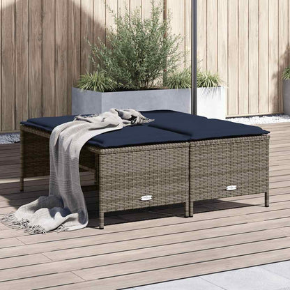 Gartenhocker mit Kissen 4 Stk. Grau Poly Rattan