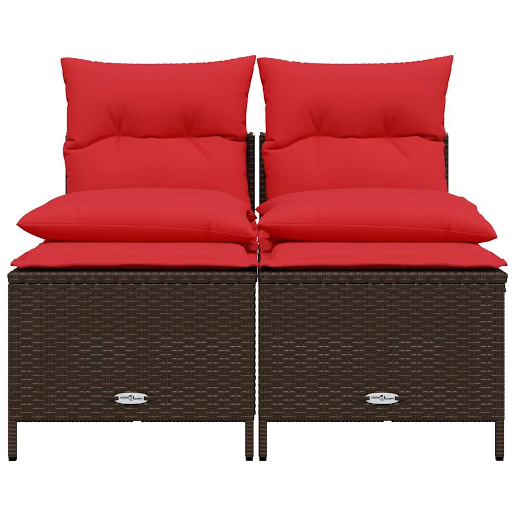 4-teiliges Gartensofa-Set mit Kissen, braun, Polyrattan