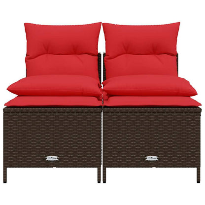 4-teiliges Gartensofa-Set mit Kissen, braun, Polyrattan