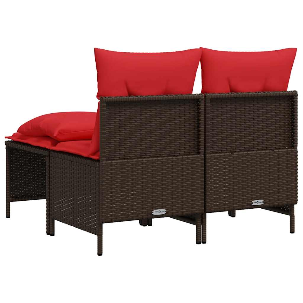 4-teiliges Gartensofa-Set mit Kissen, braun, Polyrattan