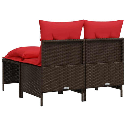 4-teiliges Gartensofa-Set mit Kissen, braun, Polyrattan