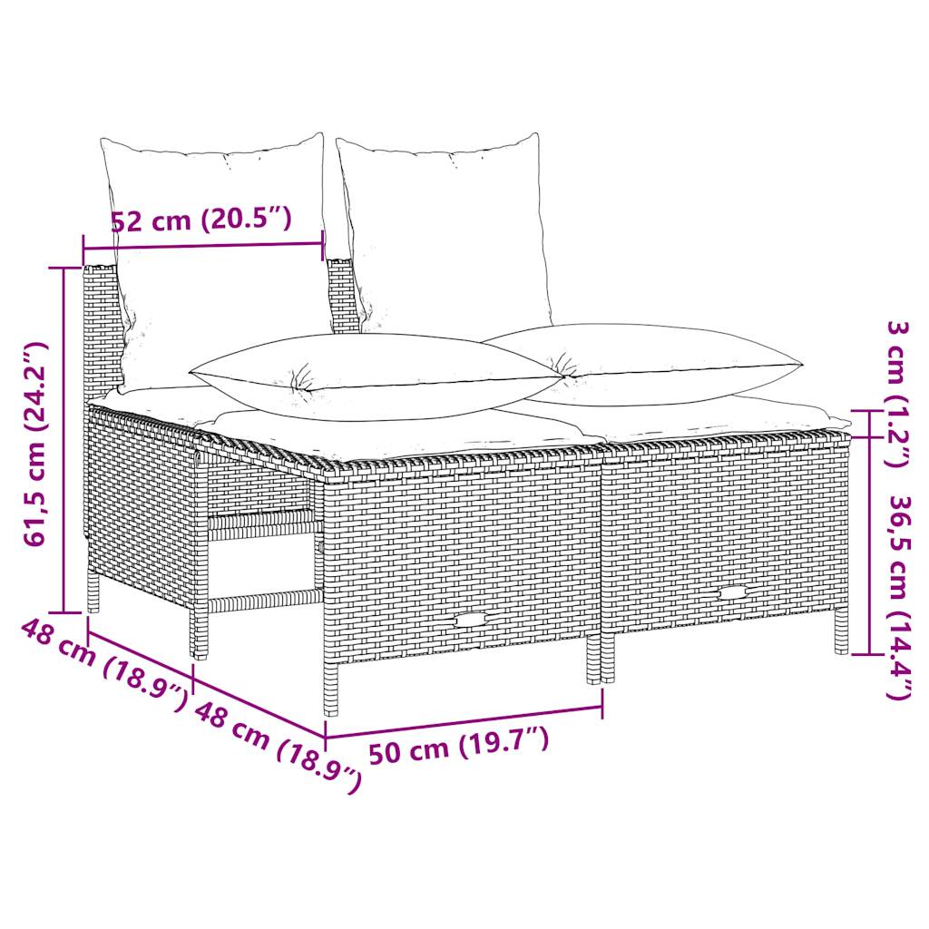 4-teiliges Gartensofa-Set mit Kissen, braun, Polyrattan