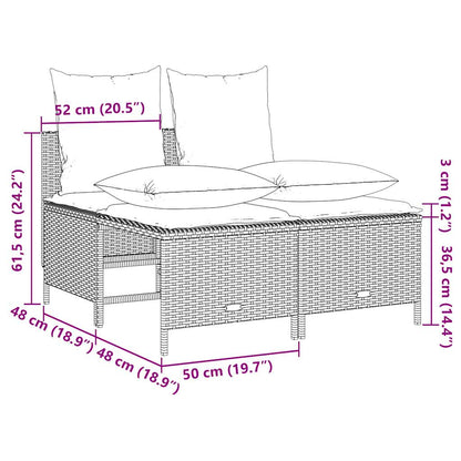 4-teiliges Gartensofa-Set mit Kissen, braun, Polyrattan