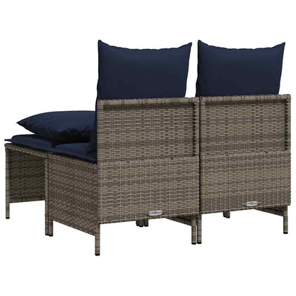 4-teiliges Gartensofa-Set mit Kissen, grau, Polyrattan