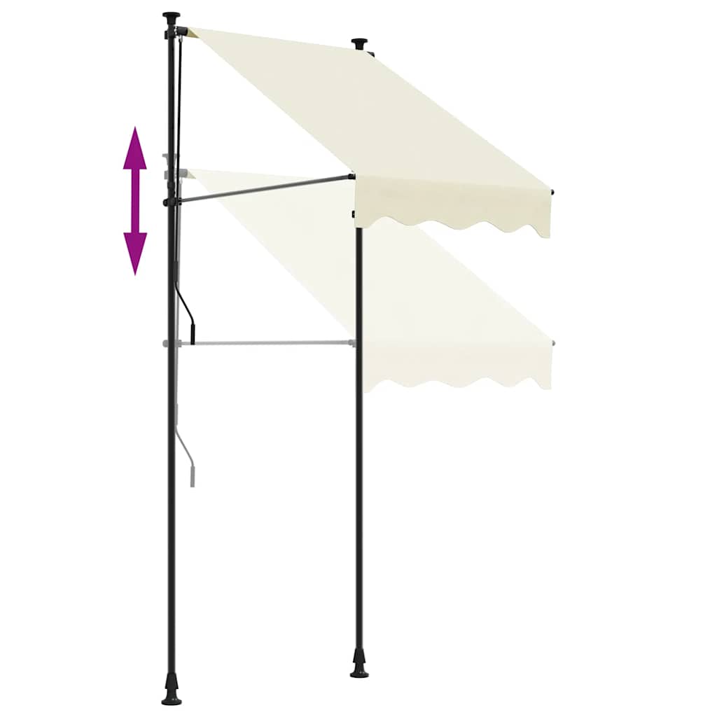 Markise Einziehbar Creme 100x150 cm Stoff und Stahl