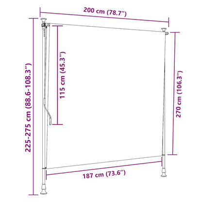 Außenrollo Blau und Weiß 200x270 cm Stoff und Stahl