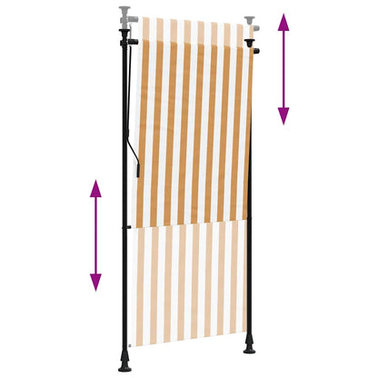 Außenrollo Orange und Weiß 100x270 cm Stoff und Stahl