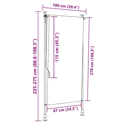 Außenrollo Orange und Weiß 100x270 cm Stoff und Stahl