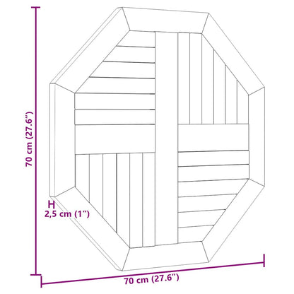 Tischplatte 70x70x2,5 cm Achteckig Massivholz Teak