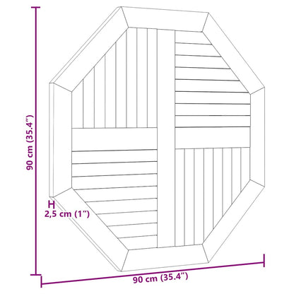 Tischplatte 90x90x2,5 cm Achteckig Massivholz Teak