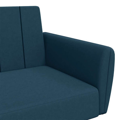 Schlafsofa 2-Sitzer mit Fußhocker Blau Samt