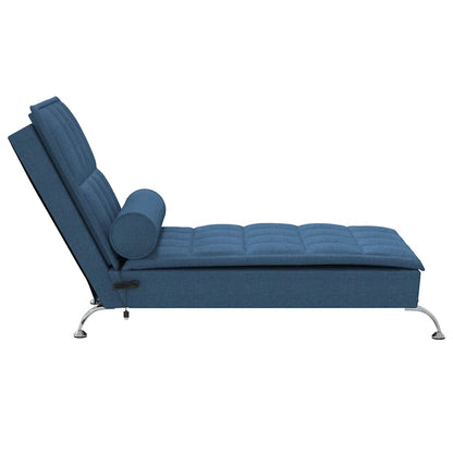 Massage-Chaiselongue mit Nackenrolle Blau Stoff