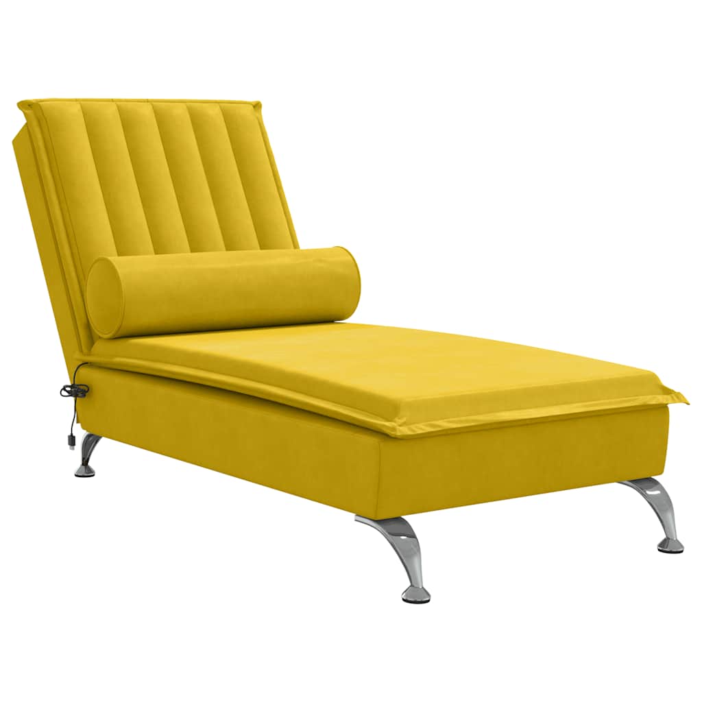 Massage-Chaiselongue mit Nackenrolle Gelb Samt
