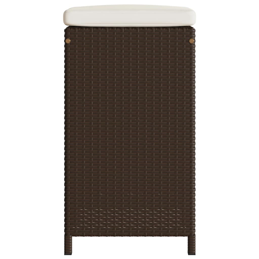 Garten-Barhocker mit Kissen 2 Stk. Braun Poly Rattan