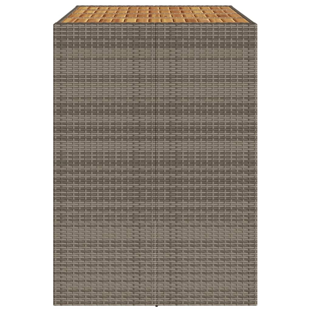 Garten-Bartisch mit Holzplatte Grau 145x80x110 cm Polyrattan