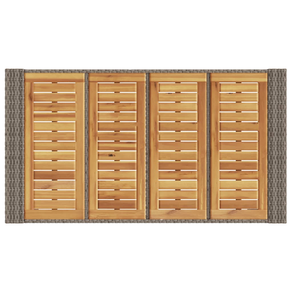 Garten-Bartisch mit Holzplatte Grau 145x80x110 cm Polyrattan