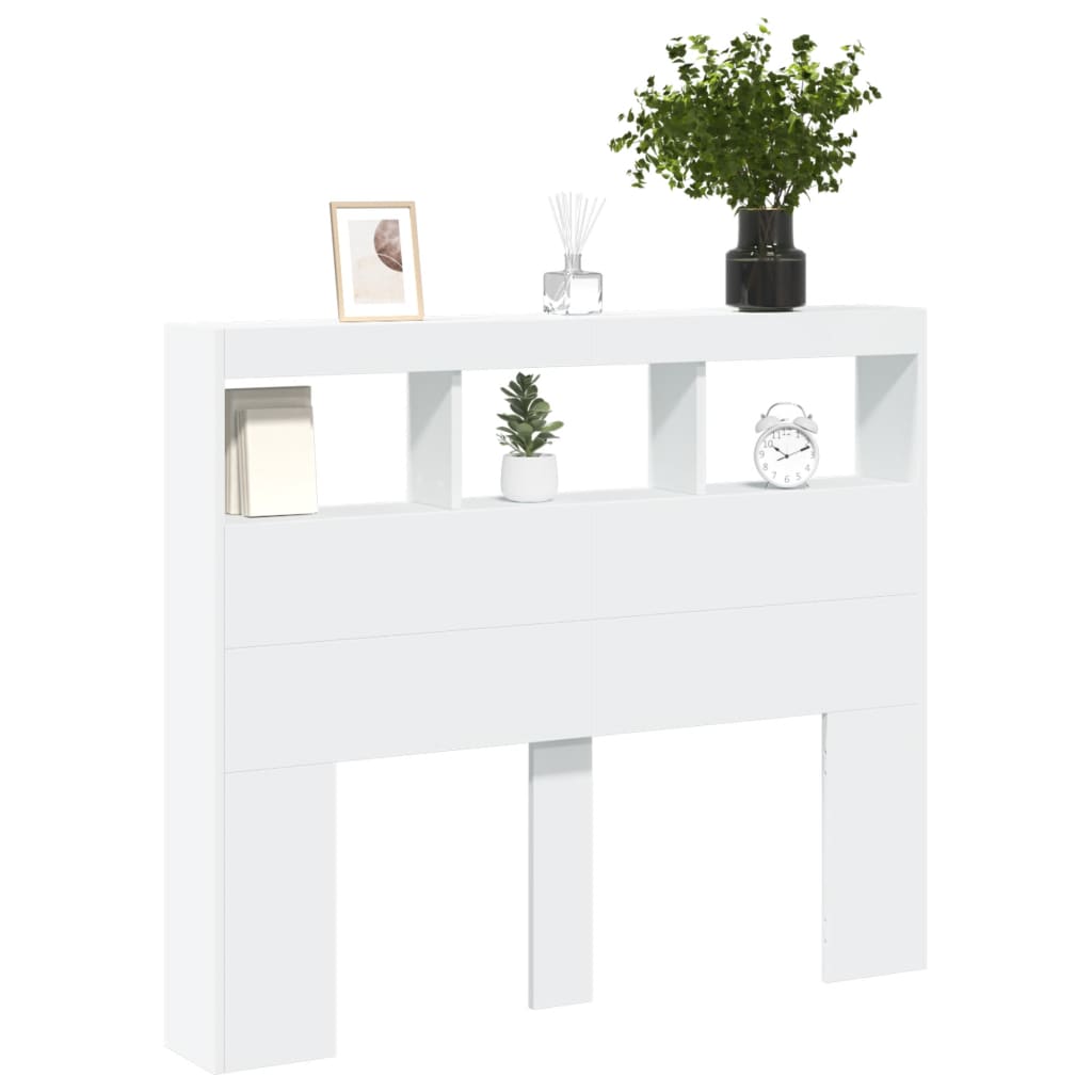 LED-Kopfteil mit Ablagen Weiß 120x17x102 cm